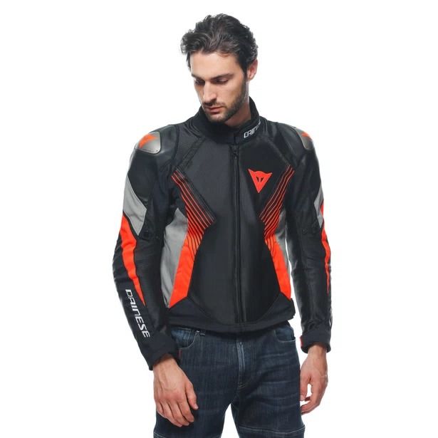 Dainese Super Rider 2 Absoluteshell Jacket Black Dark Gull Gray Fluo Red